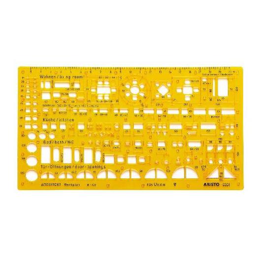 Architektur Kombi Schablone 1:100 - Orange Transparent