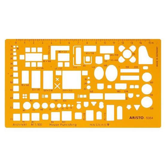 Möblierungsschablone 1:100 - Orange Transparent