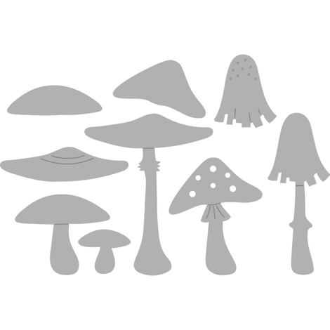 Stanzschablone Pilze - 9 Stück | Größe: 1,6-3,9 cm x 0,9-5,0 cm