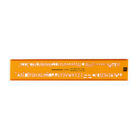 Schriftschablone Gerade - Cellidor Orange, Transparent - Schrifthöhe 3,5 mm