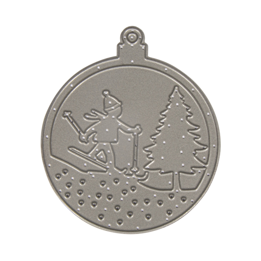 Stanzschablone Weihnachtskugel Skifahrer - Durchmesser 6,5 cm - 1 Stück im SB-Btl